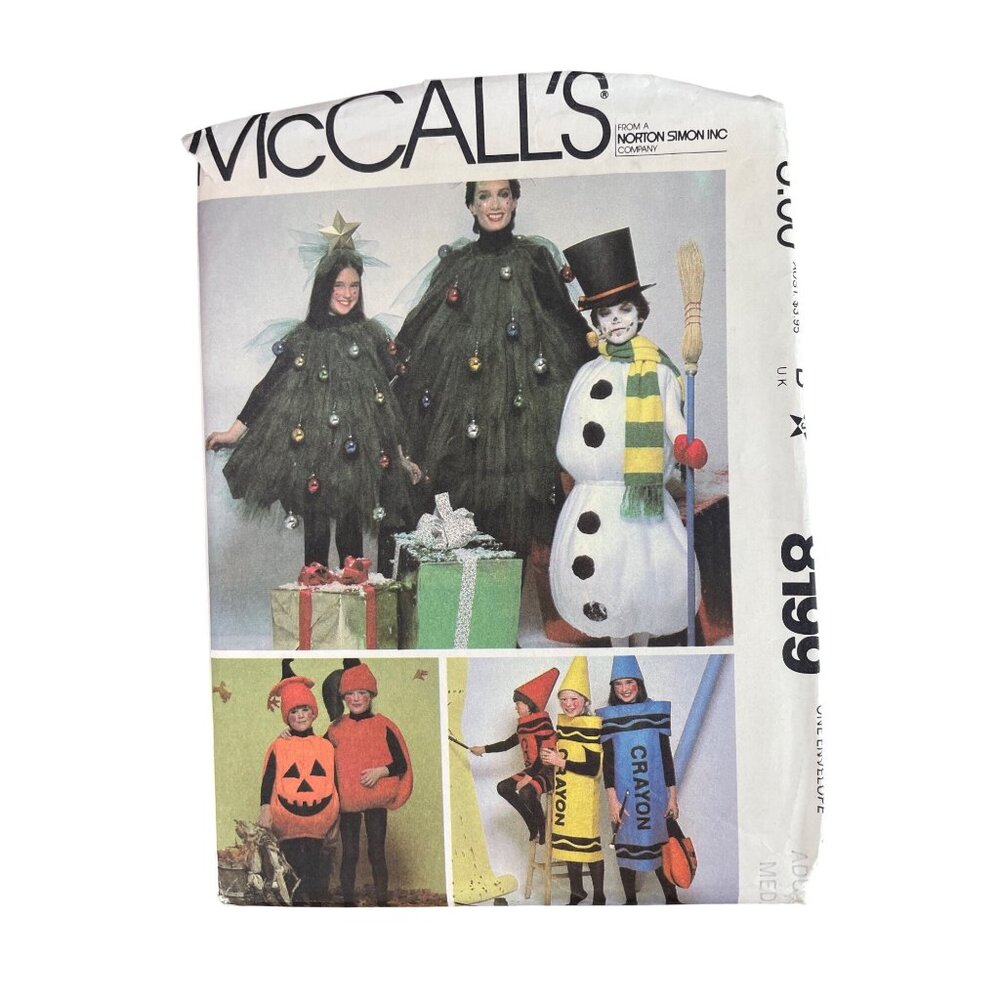 McCalls 8199 Uncut Pattern Size Medium Adult Crayon Tree Pumpkin UNCUT